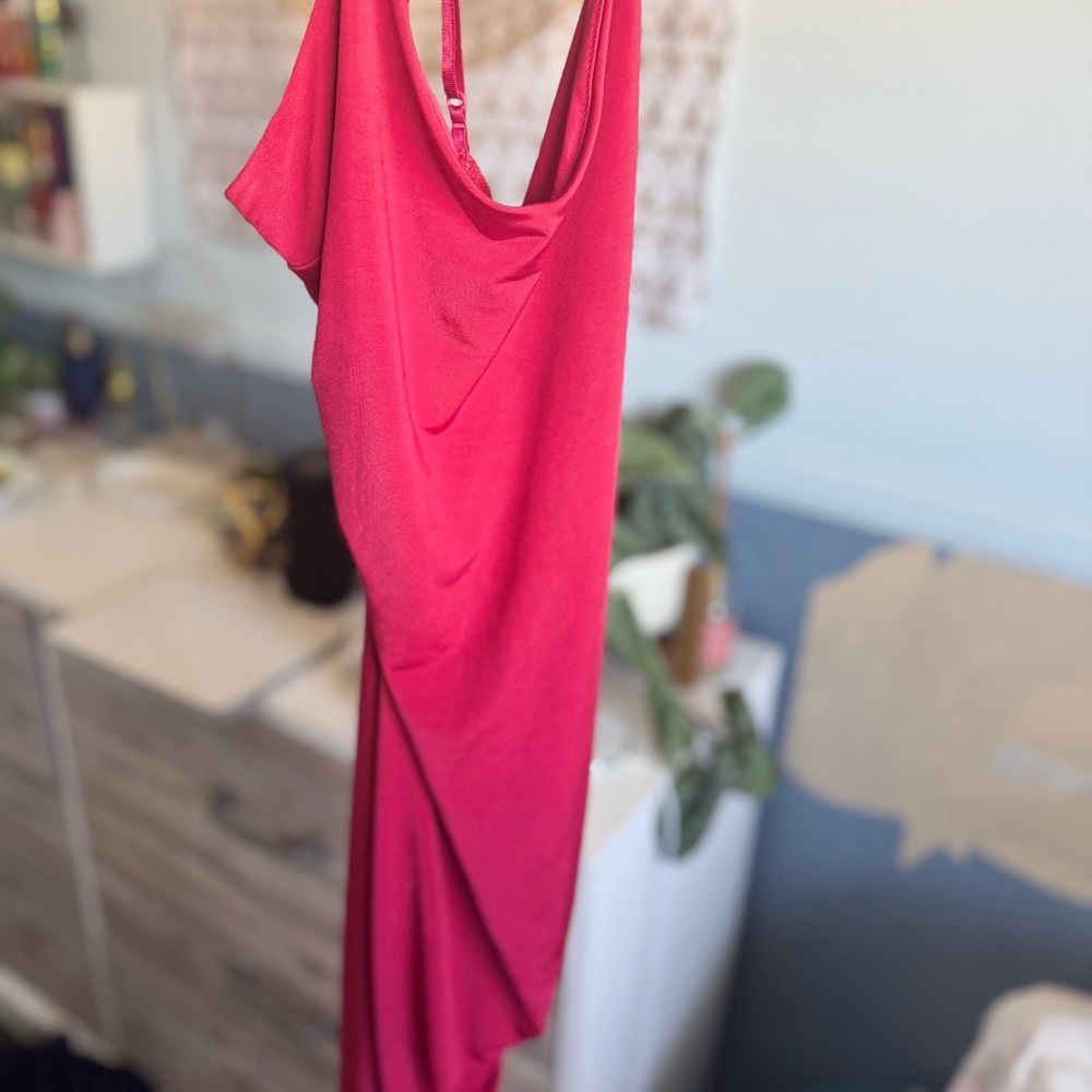 Elegant Asymmetrical Fuchsia Dress